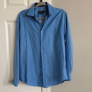 Society Of Threads Light Blue Micro-Pattern Button-Down Shirt